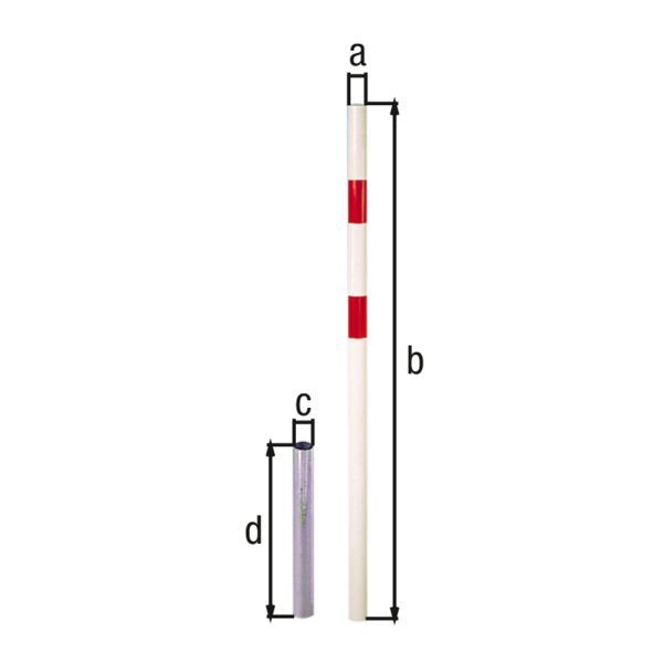 Alberts Pfosten Stabo herausnehmbar weiß mit rot zum Einbetonieren 60mm mit 1 Öse Produktbild Alberts Pfosten Stabo herausnehmbar weiß mit rot zum Einbetonieren 60mm mit 1 Öse bild 2