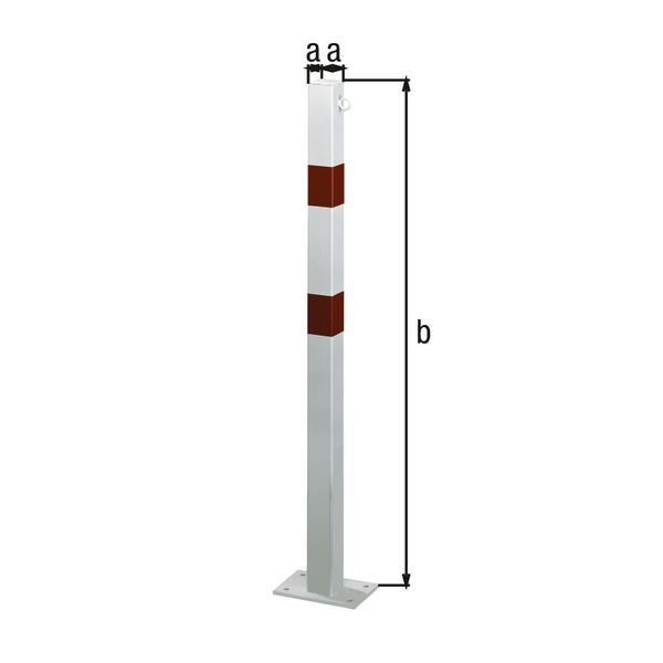 Alberts Absperrpfosten eckig weiß mit 2 roten Ringen zum Aufschrauben 70x70mm mit 1 Öse Produktbild Alberts Absperrpfosten eckig weiß mit 2 roten Ringen zum Aufschrauben 70x70mm mit 1 Öse bild 2