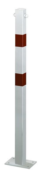 Alberts Absperrpfosten eckig weiß mit 2 roten Ringen zum Aufschrauben 70x70mm mit 2 Öse Produktbild Alberts Absperrpfosten eckig weiß mit 2 roten Ringen zum Aufschrauben 70x70mm mit 2 Öse