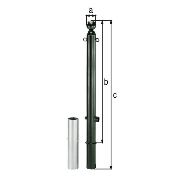 Alberts Absperrpoller Bella anthrazit mit 2 Ösen zum Einbetonieren 60mm Dreikantschloss Produktbild Alberts Absperrpoller Bella anthrazit mit 2 Ösen zum Einbetonieren 60mm Dreikantschloss bild 2