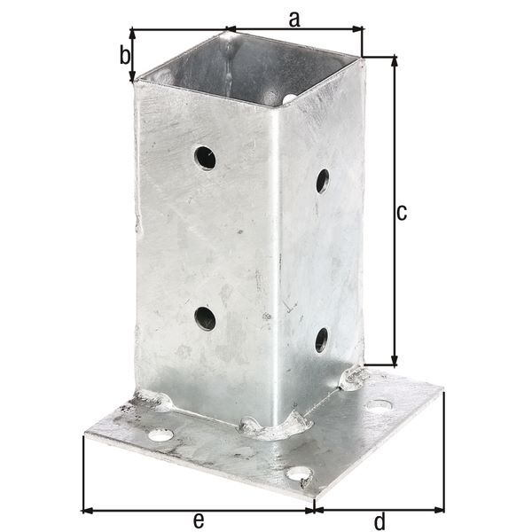 Alberts Aufschraubhülse für Vierkantholzpfosten feuerverzinkt 71 mm Platte 114x114 mm Alberts Aufschraubhülse für Vierkantholzpfosten feuerverzinkt 71 mm Platte 114x114 mm