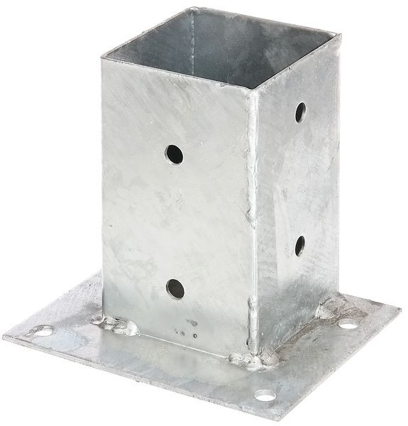 Alberts Aufschraubhülse für Vierkantholzpfosten feuerverzinkt 91 mm Platte 163x134 mm Produktbild Alberts Aufschraubhülse für Vierkantholzpfosten feuerverzinkt 91 mm Platte 163x134 mm