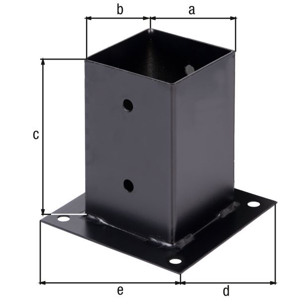 Produktbild Aufschraubhülse für Vierkantholzpfosten, verz. schwarz, 91 mm, Platte 150x150 mm bild 2