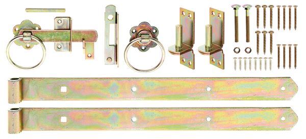 Alberts Beschlagsortiment galvanisch verzinkt für Flechtzaun Einzeltore zum Aufschrauben Produktbild Alberts Beschlagsortiment galvanisch verzinkt für Flechtzaun Einzeltore zum Aufschrauben