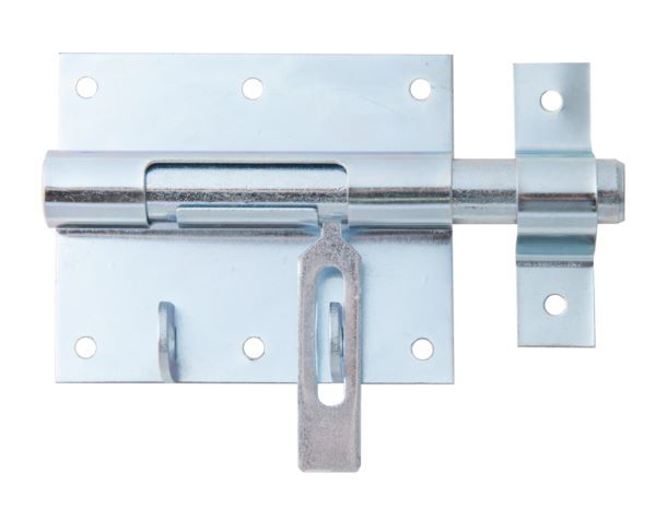 Alberts Bolzen Schlossriegel mit Schlaufe blau verzinkt Platte 95x79mm Länge 135mm Produktbild Alberts Bolzen Schlossriegel mit Schlaufe blau verzinkt Platte 95x79mm Länge 135mm