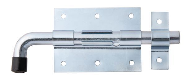 Alberts Bolzenriegel mit rundem Griff blau verzinkt Platte 90x67mm Länge 165mm Produktbild Alberts Bolzenriegel mit rundem Griff blau verzinkt Platte 90x67mm Länge 165mm