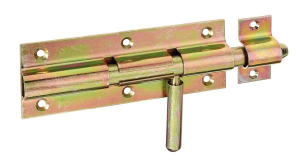 Alberts Bolzenriegel mit loser Schlaufe gelb verzinkt Platte 150x60mm Länge 210mm Produktbild Alberts Bolzenriegel mit loser Schlaufe gelb verzinkt Platte 150x60mm Länge 210mm
