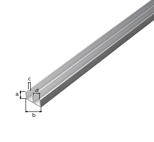 Produktbild Doppel-U-Profil, Alu silber elox., LxBxHxS 1000 x 7 x 16 x 1 mm bild 2