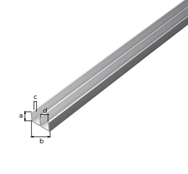 Produktbild Doppel-U-Profil, Alu silber elox., LxBxHxS 2000 x 7 x 16 x 1 mm bild 2