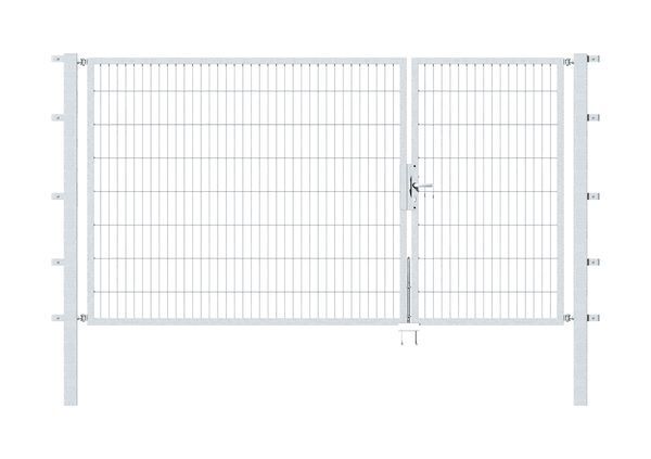 Alberts Doppeltor Flexo feuerverzinkt 1000+2000x1600 Pfosten 80x80x2300mm Produktbild Alberts Doppeltor Flexo feuerverzinkt 1000+2000x1600 Pfosten 80x80x2300mm