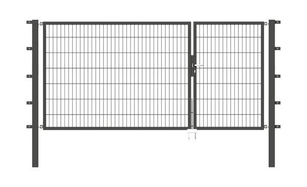 Alberts Doppeltor Flexo anthrazit RAL 7016 1000+2000x1400 Pfosten 80x80x2100mm Produktbild Alberts Doppeltor Flexo anthrazit RAL 7016 1000+2000x1400 Pfosten 80x80x2100mm