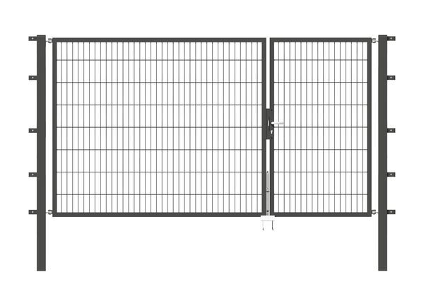 Alberts Doppeltor Flexo anthrazit RAL 7016 1000+2000x1600 Pfosten 80x80x2300mm Produktbild Alberts Doppeltor Flexo anthrazit RAL 7016 1000+2000x1600 Pfosten 80x80x2300mm