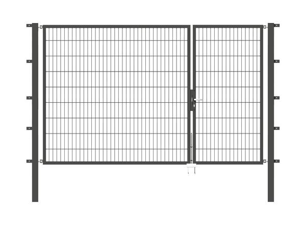 Alberts Doppeltor Flexo anthrazit RAL 7016 1000+2000x1800 Pfosten 80x80x2500mm Produktbild Alberts Doppeltor Flexo anthrazit RAL 7016 1000+2000x1800 Pfosten 80x80x2500mm