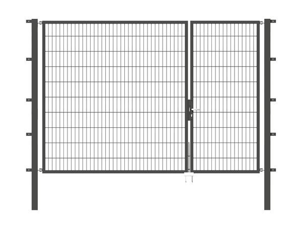 Alberts Doppeltor Flexo anthrazit RAL 7016 1000+2000x2000 Pfosten 80x80x2700mm Produktbild Alberts Doppeltor Flexo anthrazit RAL 7016 1000+2000x2000 Pfosten 80x80x2700mm