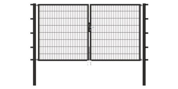 Alberts Doppeltor Flexo anthrazit RAL 7016 3500x1600 Pfosten 80x80x2300mm Produktbild Alberts Doppeltor Flexo anthrazit RAL 7016 3500x1600 Pfosten 80x80x2300mm bild 2