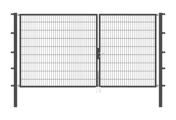 Alberts Doppeltor Flexo anthrazit RAL 7016 3500x1800 Pfosten 80x80x2500mm Produktbild Alberts Doppeltor Flexo anthrazit RAL 7016 3500x1800 Pfosten 80x80x2500mm