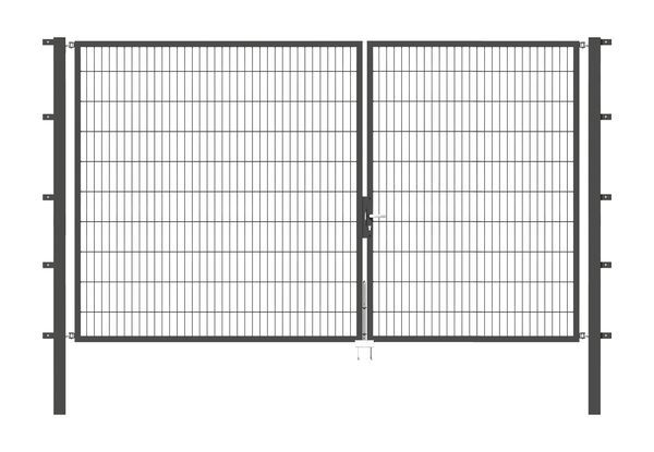 Alberts Doppeltor Flexo anthrazit RAL 7016 3500x2000 Pfosten 80x80x2700mm Produktbild Alberts Doppeltor Flexo anthrazit RAL 7016 3500x2000 Pfosten 80x80x2700mm
