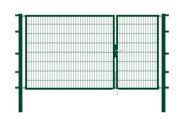 Alberts Doppeltor Flexo grün RAL 6005 1000+2000x1600 Pfosten 80x80x2300mm Produktbild Alberts Doppeltor Flexo grün RAL 6005 1000+2000x1600 Pfosten 80x80x2300mm