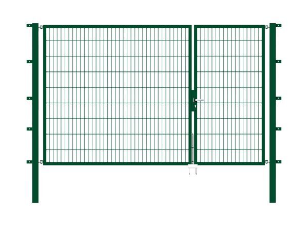 Alberts Doppeltor Flexo grün RAL 6005 1000+2000x1800 Pfosten 80x80x2500mm Produktbild Alberts Doppeltor Flexo grün RAL 6005 1000+2000x1800 Pfosten 80x80x2500mm
