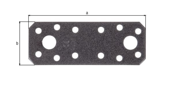 Alberts DURAVIS Flachverbinde sendzimirverzinkt schwarzdiamant 96 x 35 x 2,5 mm Produktbild Alberts DURAVIS Flachverbinde sendzimirverzinkt schwarzdiamant 96 x 35 x 2,5 mm