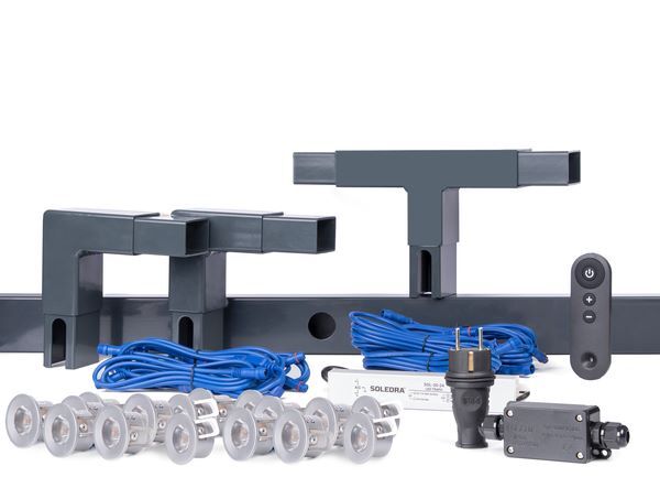 Alberts Highlight Set anthrazit für Zaunlänge 14 meter mit 14 Leuchten Produktbild Alberts Highlight Set anthrazit für Zaunlänge 14 meter mit 14 Leuchten