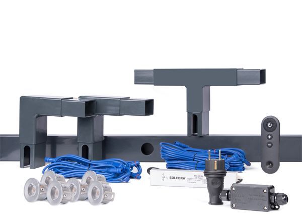 Produktbild Alberts Highlight-Set verzinkt anthrazit RAL7016 Zaunlänge 7,5 meter mit 6 Leuchten