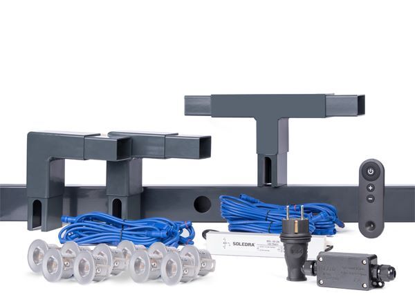 Produktbild Alberts Highlight-Set verzinkt anthrazit RAL7016 Zaunlänge 7,5 meter mit 9 Leuchten