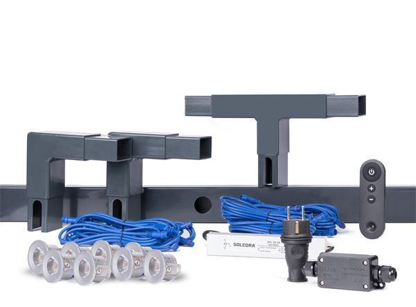 Produktbild Alberts Highlight-Set verzinkt anthrazit RAL7016 Zaunlänge 10 meter mit 8 Leuchten