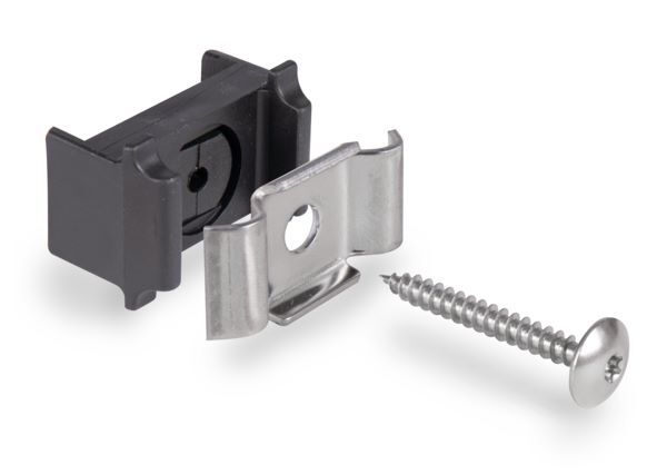 Alberts Mattenhalter Kunststoff schwarz für Vierkantpfosten Pack mit 3 Stück Produktbild Alberts Mattenhalter Kunststoff schwarz für Vierkantpfosten Pack mit 3 Stück