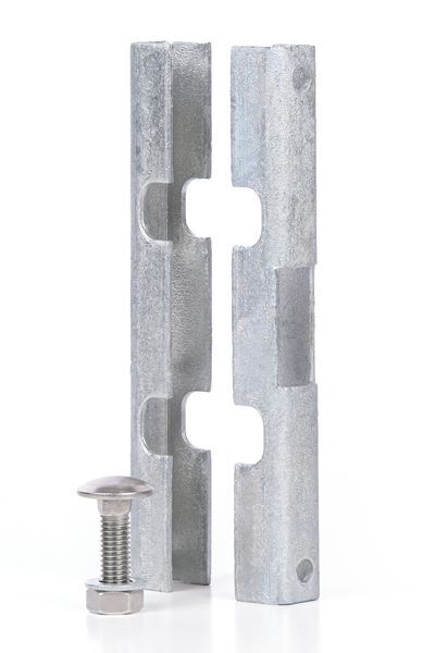 Alberts Mattenverbinder feuerverzinkt für Doppelstab Gittermatten mit Schrauben M10x30mm Produktbild Alberts Mattenverbinder feuerverzinkt für Doppelstab Gittermatten mit Schrauben M10x30mm