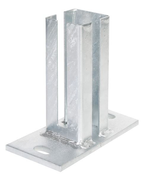 Alberts Pfostenträger feuerverzinkt für Eckpfosten 60x60mm Gittermatten zum Aufschrauben Produktbild Alberts Pfostenträger feuerverzinkt für Eckpfosten 60x60mm Gittermatten zum Aufschrauben