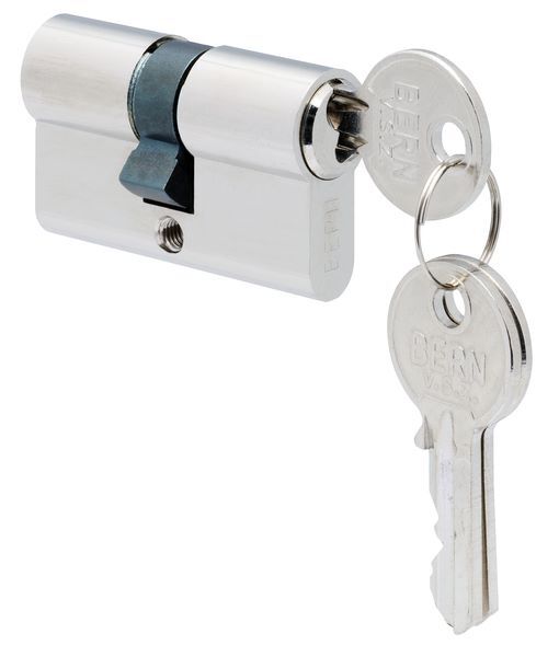 Alberts Profilzylinder mit zwei Schlüsseln Messing vernickelt Länge 44 mm Produktbild Alberts Profilzylinder mit zwei Schlüsseln Messing vernickelt Länge 44 mm