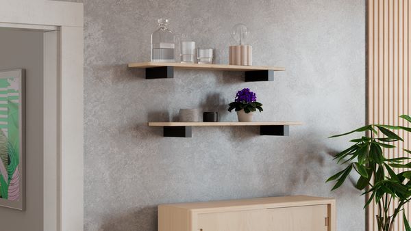 Produktbild Regalträger Mona,matt schwarz mit Feinstruktur kstbe. RAL 9005,60x300x40 mm bild 4