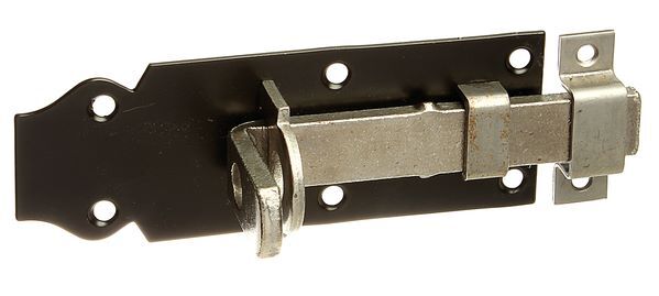 Alberts Schlossriegel mit flachem Griff blau verzinkt Platte schwarz 120x44mm Produktbild Alberts Schlossriegel mit flachem Griff blau verzinkt Platte schwarz 120x44mm