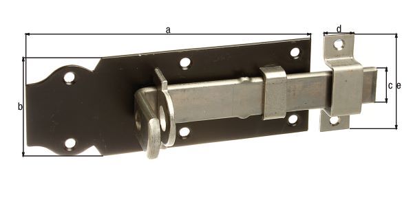 Alberts Schlossriegel mit flachem Griff blau verzinkt Platte schwarz 140x52mm Produktbild Alberts Schlossriegel mit flachem Griff blau verzinkt Platte schwarz 140x52mm bild 2