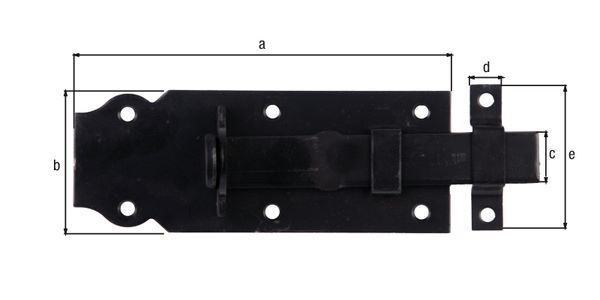 Produktbild Schlossriegel, m.flachem Griff, gerade, m.Schlaufe, vz, sw, Platte LxB120x44mm bild 2