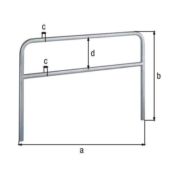 Alberts Schutzbügel Ratio zum Einbetonieren mit Querrohr 2500x1000mm Rahmen 48mm Produktbild Alberts Schutzbügel Ratio zum Einbetonieren mit Querrohr 2500x1000mm Rahmen 48mm bild 2