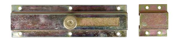 Alberts Türriegel mit Knopfgriff gelb verzinkt 200x57mm Schieberbreite 25mm Produktbild Alberts Türriegel mit Knopfgriff gelb verzinkt 200x57mm Schieberbreite 25mm