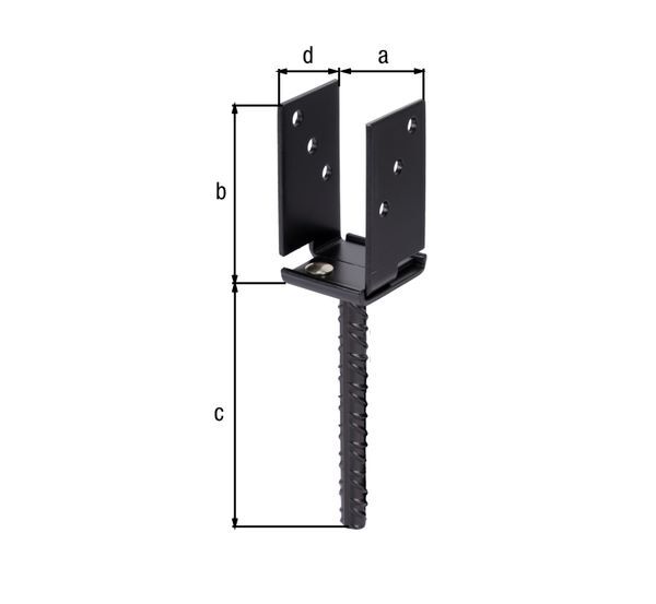 Produktbild U-Pfostenträger, breitenverstellbar 71 - 131 mm,verzinkt,schwarz,z.Einbetonieren bild 2