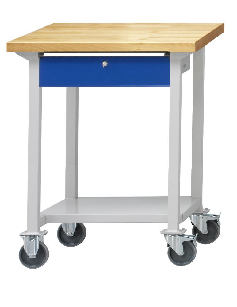 Anke Arbeitstisch fahrbar 800x800x850mm Buche Massiv Platte 401.650 Anke Arbeitstisch fahrbar 800x800x850mm Buche Massiv Platte 401.650
