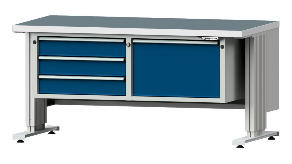Anke Arbeitstisch mit breitem Unterbau Farbe Blau LIFT 1500 Modell 803 VL Produktbild Anke Arbeitstisch mit breitem Unterbau Farbe Blau LIFT 1500 Modell 803 VL