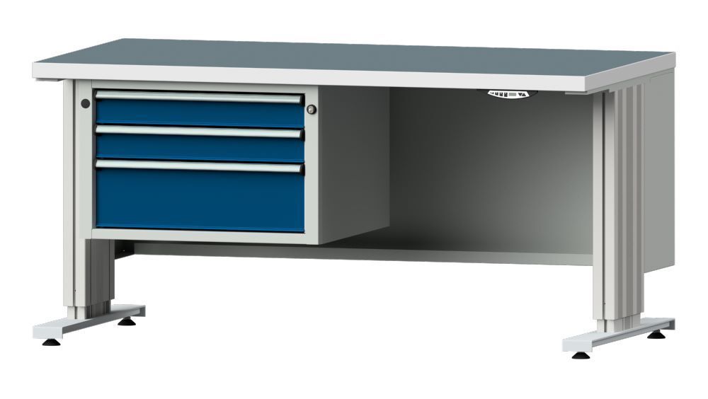 Anke Arbeitstisch mit Unterbau in blau Serie LIFT Modell 603 VL Produktbild Anke Arbeitstisch mit Unterbau in blau Serie LIFT Modell 603 VL