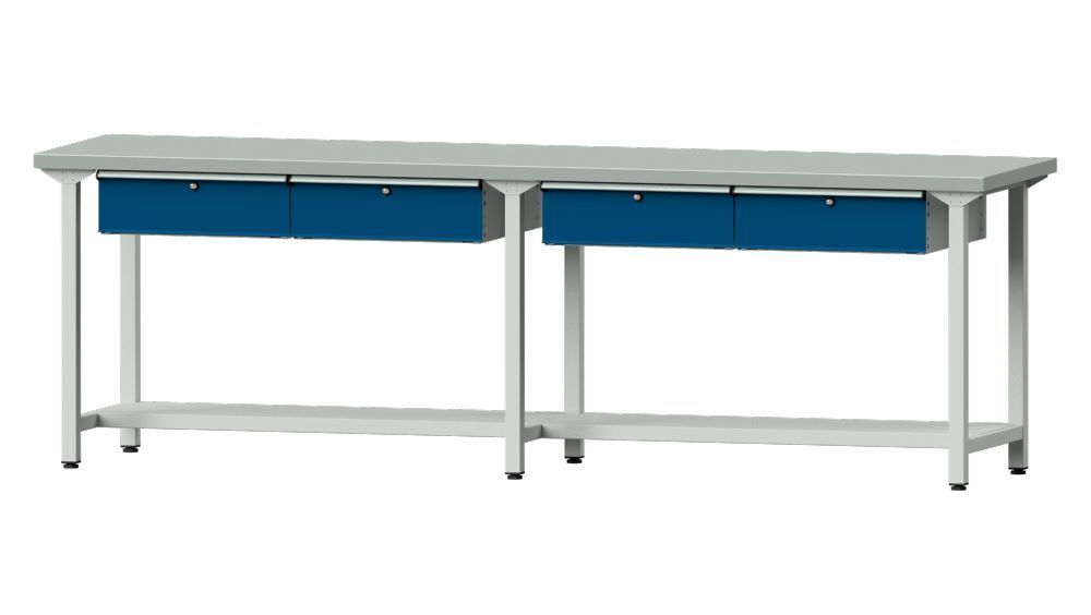 Anke Arbeitstisch Modell 95 RAL 7035/5010 Breite 2800 x Höhe 890 mm Produktbild Anke Arbeitstisch Modell 95 RAL 7035/5010 Breite 2800 x Höhe 890 mm