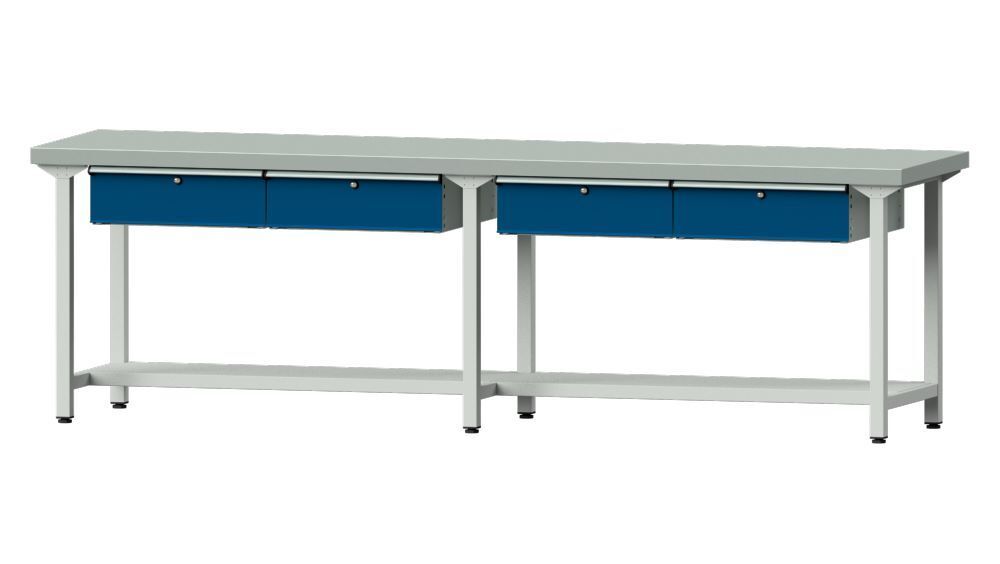 Anke Arbeitstisch Modell 95 RAL 7035 / 5010  2800 x 700 x 850 mm Produktbild Anke Arbeitstisch Modell 95 RAL 7035 / 5010  2800 x 700 x 850 mm