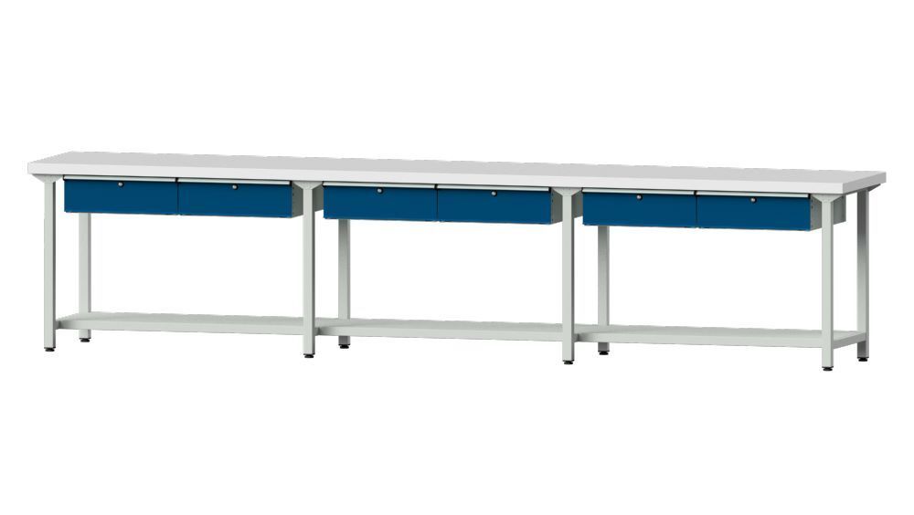 Anke Arbeitstisch Modell 105 B 4050 x H 900 mm RAL 7035 / 5010 Produktbild Anke Arbeitstisch Modell 105 B 4050 x H 900 mm RAL 7035 / 5010