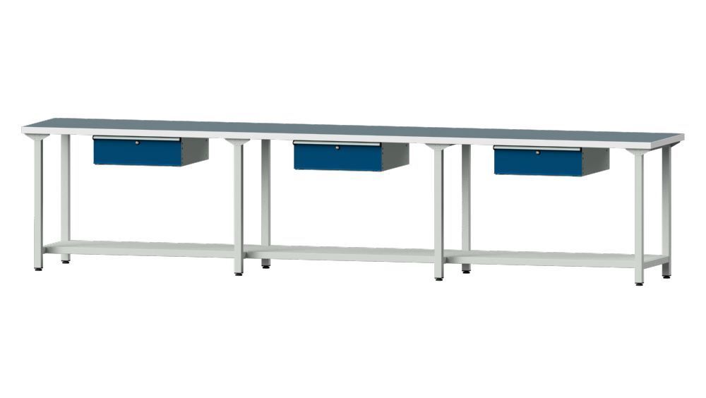 Anke Arbeitstisch Modell 103 Arbeitsplatte Höhe 40 mm RAL 7035 / 5010 Produktbild Anke Arbeitstisch Modell 103 Arbeitsplatte Höhe 40 mm RAL 7035 / 5010