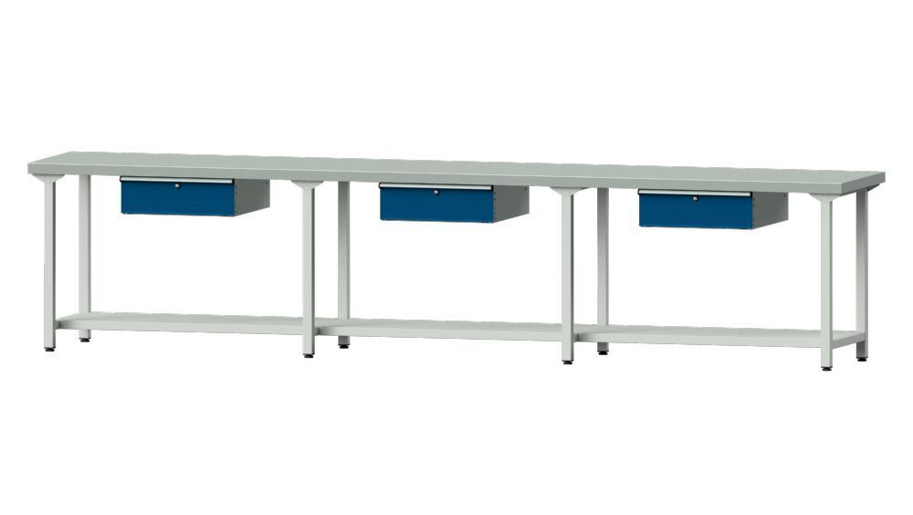 Anke Arbeitstisch Modell 103 RAL 7035 / 5010 Breite 4050 mm Produktbild Anke Arbeitstisch Modell 103 RAL 7035 / 5010 Breite 4050 mm