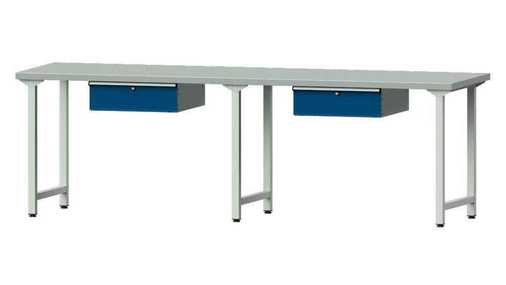 Anke Arbeitstisch Modell 193 Arbeitsplatte Höhe 40 mm RAL 7035/5010 Produktbild Anke Arbeitstisch Modell 193 Arbeitsplatte Höhe 40 mm RAL 7035/5010
