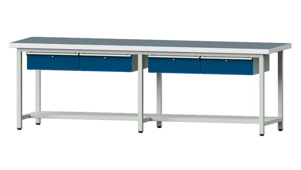 Anke Arbeitstisch Modell 195 2800 x 800 x 900 mm RAL 7035/5010 mit Universalplatte Produktbild Anke Arbeitstisch Modell 195 2800 x 800 x 900 mm RAL 7035/5010 mit Universalplatte