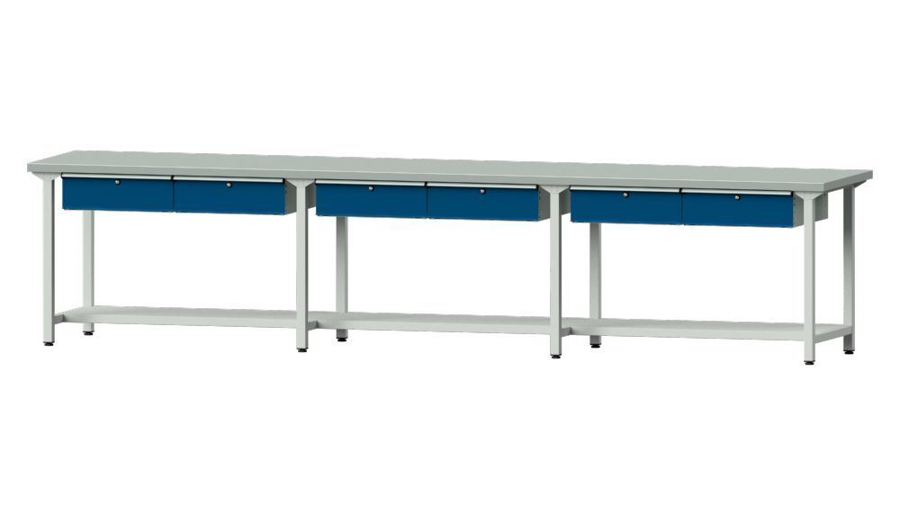 Anke Arbeitstisch Modell 205 RAL 7035 / 5010 mit Ablageboden Produktbild Anke Arbeitstisch Modell 205 RAL 7035 / 5010 mit Ablageboden